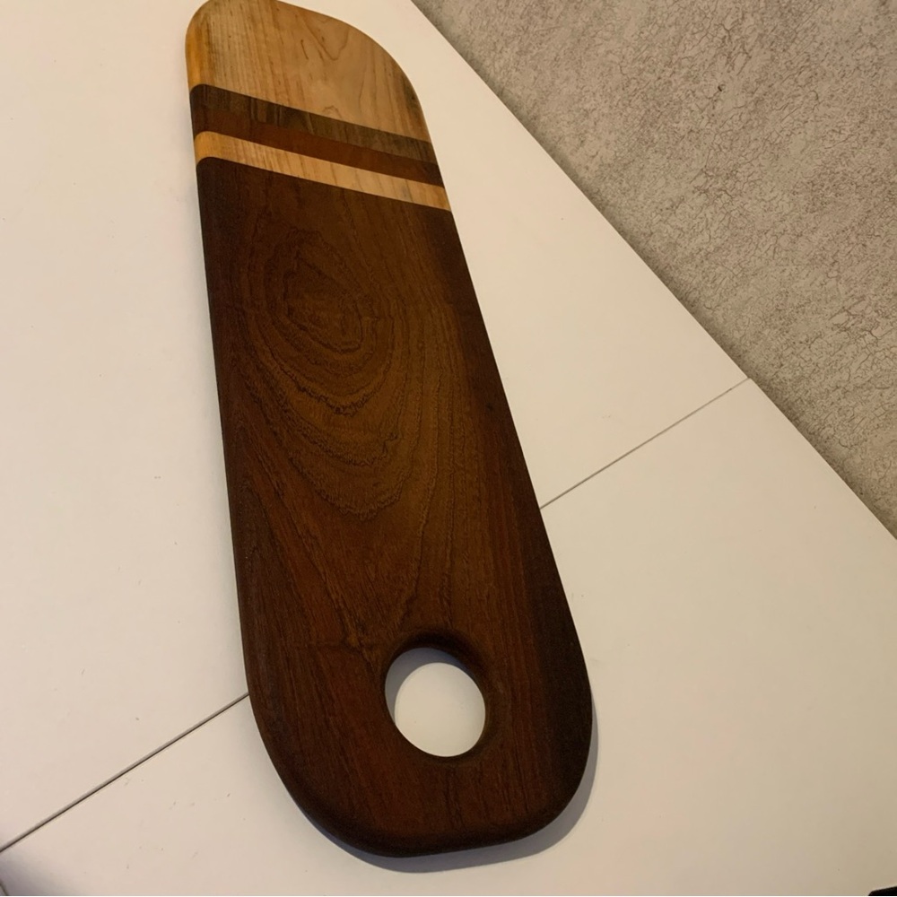Wooden Charcuterie Cutting Serving Board with Handle Multi wood 24x7
